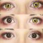 Preview: Gelb-schwarze Kontaktlinsen auf braunen Augen - LIEBEVUE Funky Twilight New Moon