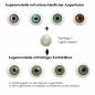 Mobile Preview: Farbige Kontaktlinsen Elena Bellucci Fantasy Series 1 Light Green Effekt auf 4 verschiedenen Augenfarben