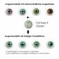 Mobile Preview: Farbige Kontaktlinsen Elena Bellucci Fantasy Series 2 Green Effekt auf 4 verschiedenen Augenfarben