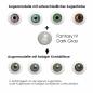 Mobile Preview: Farbige Kontaktlinsen Elena Bellucci Fantasy Series 4 Dark Gray Effekt auf 4 verschiedenen Augenfarben