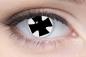 Preview: Farbige Kontaktlinsen Motivlinsen LIEBEVUE Black Cross schwarzes Kreuz getragen