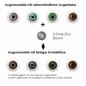 Preview: Farbige Kontaktlinsen LIEBEVUE 2-Tone Eva Brown Effekt auf 4 verschiedenen Augenfarben