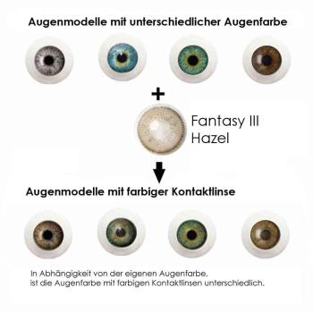 Farbige Kontaktlinsen Elena Bellucci Fantasy Series 3 Hazel Effekt auf 4 verschiedenen Augenfarben