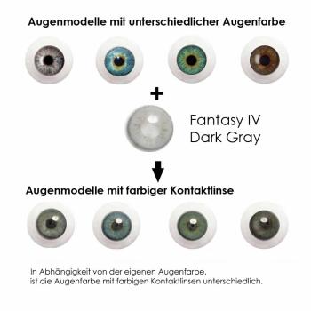 Farbige Kontaktlinsen Elena Bellucci Fantasy Series 4 Dark Gray Effekt auf 4 verschiedenen Augenfarben