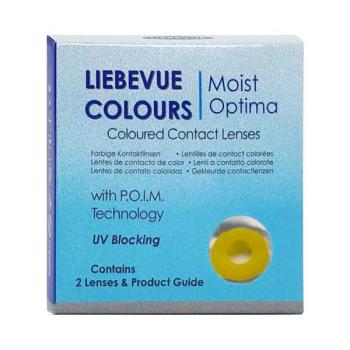 Preview: Liebevue Colour Accent Yellow – Gelbe Farbige Kontaktlinsen – Cosplay – 3 Monate – 2 Stück Preview: Verpackung der gelben farbigen Kontaktlinsen LIEBEVUE Colour Accent Yellow