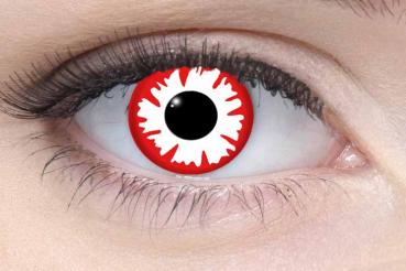 Farbige Kontaktlinsen Motivlinsen LIEBEVUE White Demon weisses Daemonenauge getragen