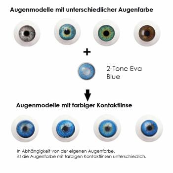 Effekt auf verschiedenen Augenfarben - Eva Blue Kontaktlinsen