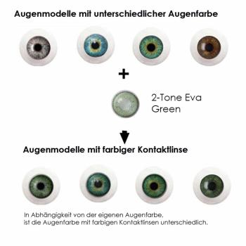 Farbige Kontaktlinsen LIEBEVUE 2-Tone Eva Green Effekt auf 4 verschiedenen Augenfarben