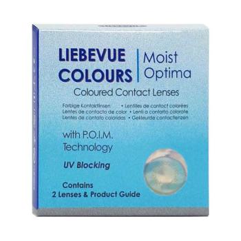Preview: Liebevue Luxus Blue – Blaue farbige Kontaktlinsen mit Stärke – 3 Monate – 2 Stück Preview: Verpackung LIEBEVUE Farbige Kontaktlinsen - Luxus Blue