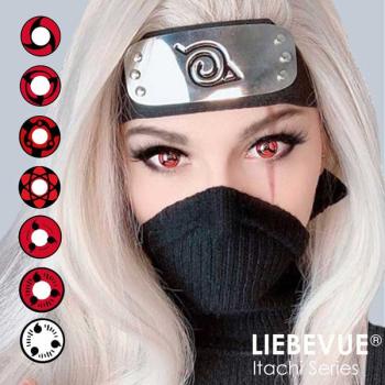 Preview: Rote Sharingan Kontaktlinsen – Liebevue Itachi Kakashi – Cosplay – 3 Monate – 2 Stück Preview: Cosplay Model trägt die roten farbigen Kontaktlinsen LIEBEVUE Sharingan Itachi Kakashi