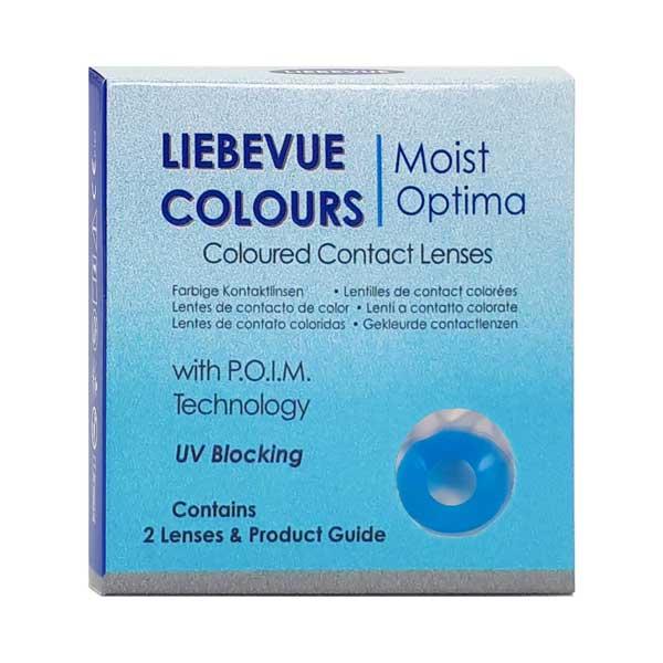 Farbige Kontaktlinsen Motivlinsen LIEBEVUE Colour Accent solid Blue Packung