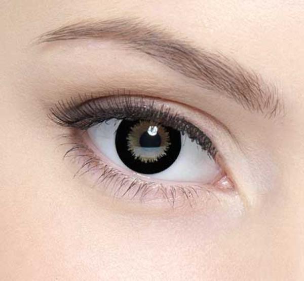 farbige kontaktlinsen liebevue dolly eye Silky Black Circle Farbmuster