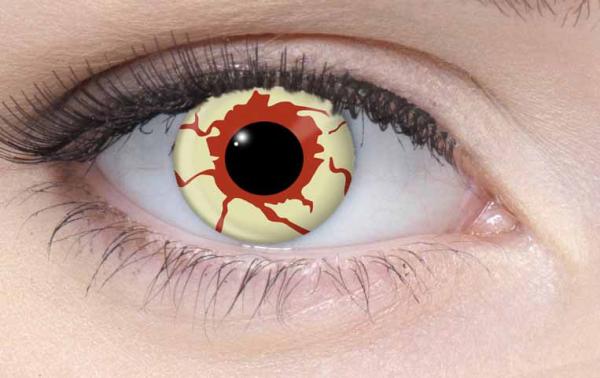 Farbige Kontaktlinsen Motivlinsen LIEBEVUE Blood Shot blutunterlaufene Augen getragen