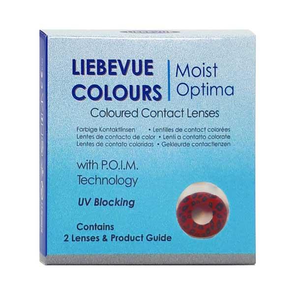 Farbige Kontaktlinsen Motivlinsen LIEBEVUE Leopard Red Packung