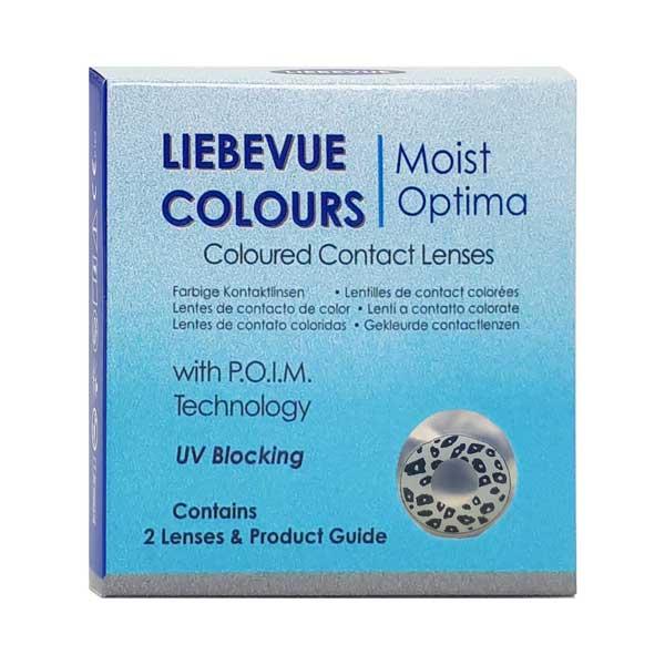 Farbige Kontaktlinsen Motivlinsen LIEBEVUE Leopard White Packung