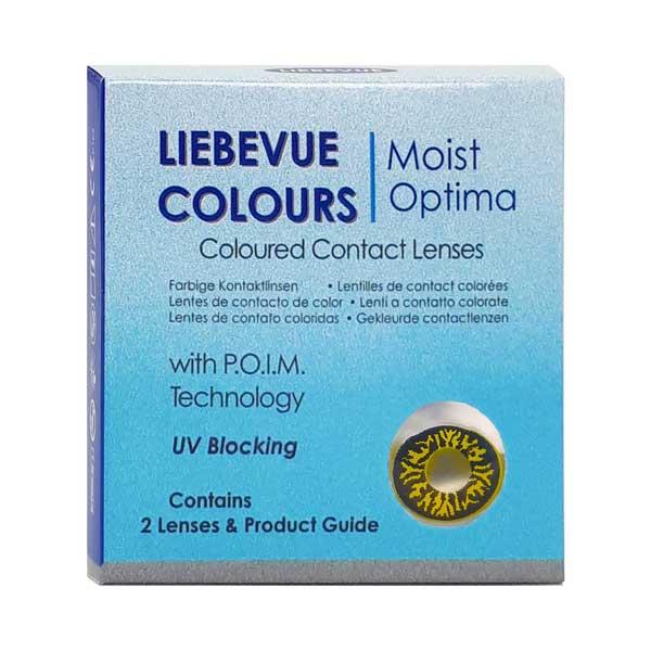 Verpackungsbox der farbigen Kontaktlinsen LIEBEVUE Funky Wolf (Schwarz Gelb)