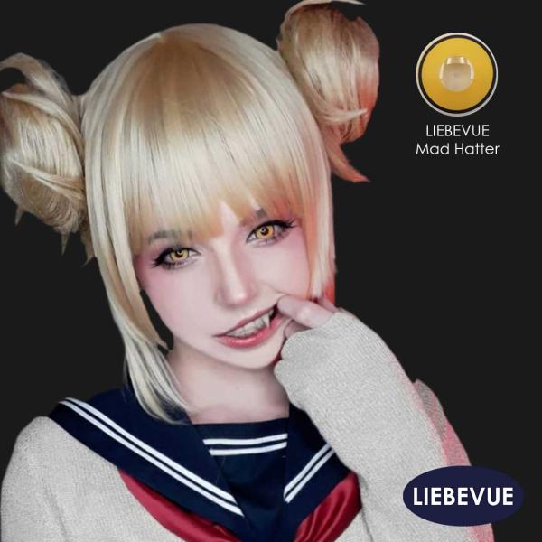 Liebevue Funky Mad Hatter – Gelbe Farbige Kontaktlinsen – Cosplay Halloween – 3 Monate – 2 Stück