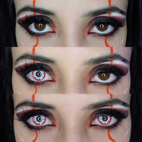 Weisse Kontaktlinsen auf dem Auge - LIEBEVUE White Demon