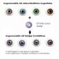 Preview: Coloured contact lenses LIEBEVUE 3-Tone Luxus Violet effect on 4 different eye colours