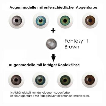 Coloured contact lenses Elena Bellucci Fantasy Series 3 Brown effect on 4 different eye colours