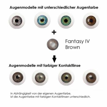 Effect of brown coloured contact lenses on different eye colours - Fantasy IV Brown