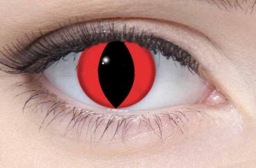 Coloured contact lenses costume contacts LIEBEVUE red demon eye worn in the eye