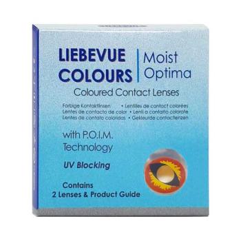 Preview: Liebevue Funky Dragon Eye – Red Coloured Contact Lenses – Cosplay – 3 Months – 2 Lenses Preview: Packaging box of red contact lenses from LIEBEVUE Dragon Eye