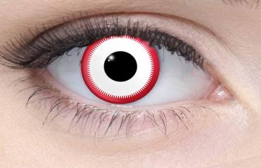 Coloured contact lenses costume contacts LIEBEVUE Saw White worn in the eye