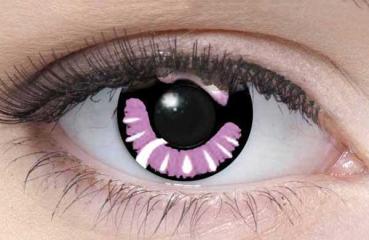 Coloured contact lenses costume contacts LIEBEVUE Manga Magenta worn in the eye