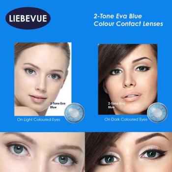2 Tone Eva Blue coloured contact lenses Models