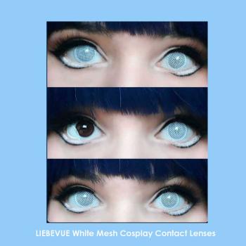 White contact lenses on brown eyes - LIEBEVUE White Mesh