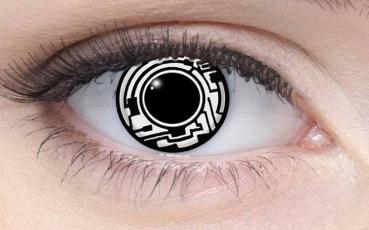 Coloured contact lenses costume contacts LIEBEVUE Cyborg worn in the eye
