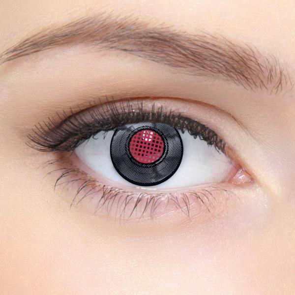 Coloured contact lenses costume contacts LIEBEVUE Robot Eye worn in the eye