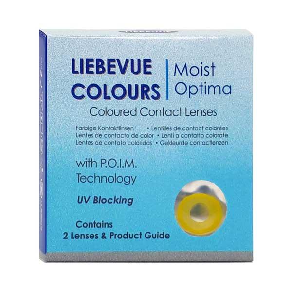 Coloured contact lenses costume contacts LIEBEVUE yellow eye Avatar box