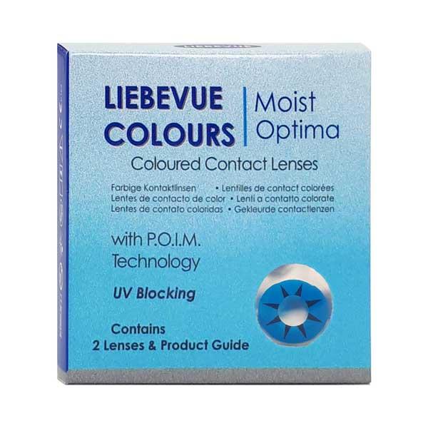 Coloured contact lenses costume contacts LIEBEVUE Blue Star box