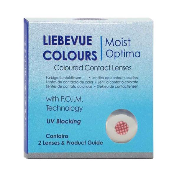 Coloured contact lenses costume contacts LIEBEVUE Humanoid white red eye box