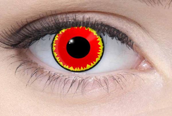 Coloured contact lenses costume contacts LIEBEVUE Red Vampire worn in the eye