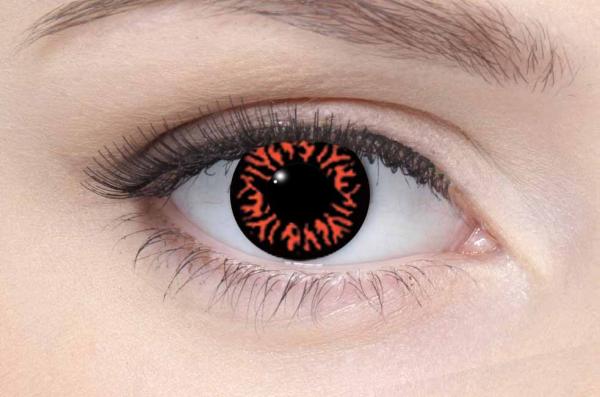 Coloured contact lenses costume contacts LIEBEVUE black orange wolf eye worn in the eye