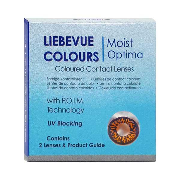 Coloured contact lenses costume contacts LIEBEVUE black orange wolf eye box
