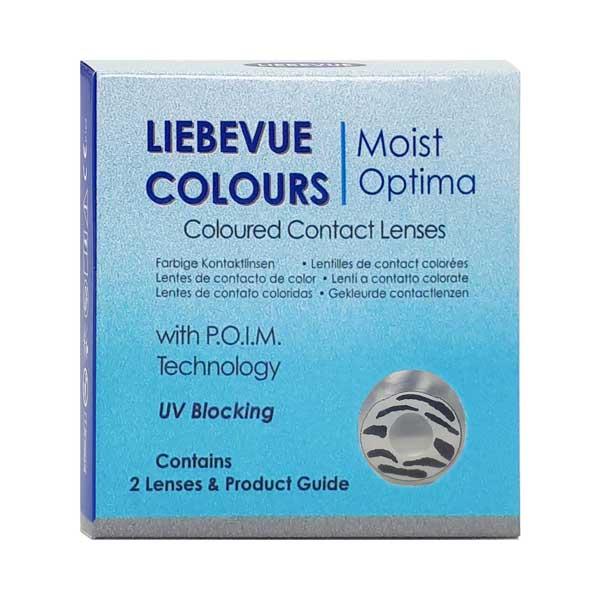 Packaging of the black white coloured contact lenses LIEBEVUE Funky Zebra