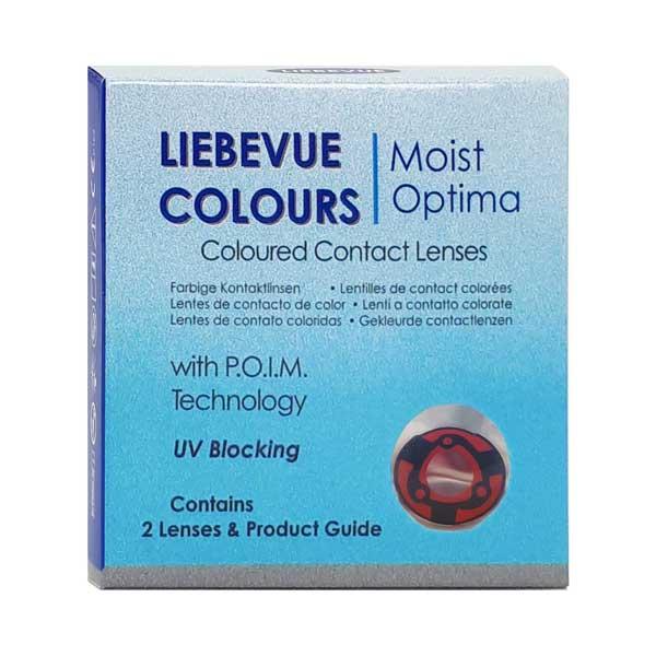 Packaging of the red coloured contact lenses LIEBEVUE Itachi Sharingan Madara