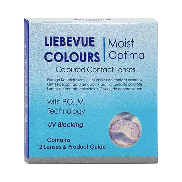 Packaging of violet coloured contact lenses from LIEBEVUE