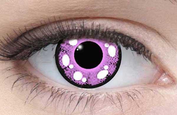 Coloured contact lenses costume contacts LIEBEVUE Manga Rose Pink worn in the eye