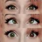 Preview: Model with brown eyes wearing green coloured contact lenses