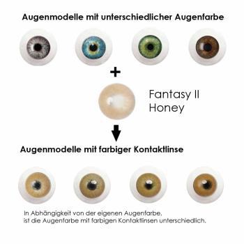 Effekt der honey farbigen Kontaktlisen auf unterschiedlichen Augenfarben