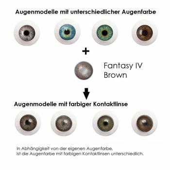 Effekt der braunen farbigen Kontaktlisen auf unterschiedlichen Augenfarben - Fantasy IV Brown