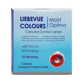 Packaging box of red contact lenses from LIEBEVUE Funky Demon Eye