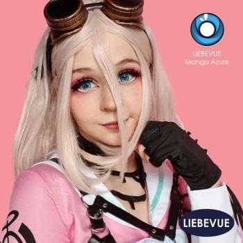 Cosplay model wearing blue Coloured Contact Lenses LIEBEVUE Manga Azure