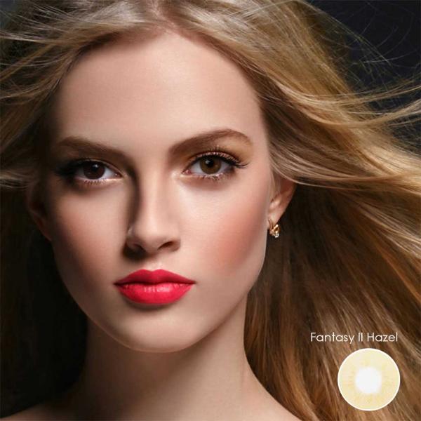 Model with coloured contact lens on one eye - Fantasy II Hazel