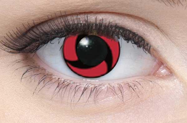 Farbige Kontaktlinsen Motivlinsen LIEBEVUE Itachi Series Sharingan Auge Itachi im Auge getragen